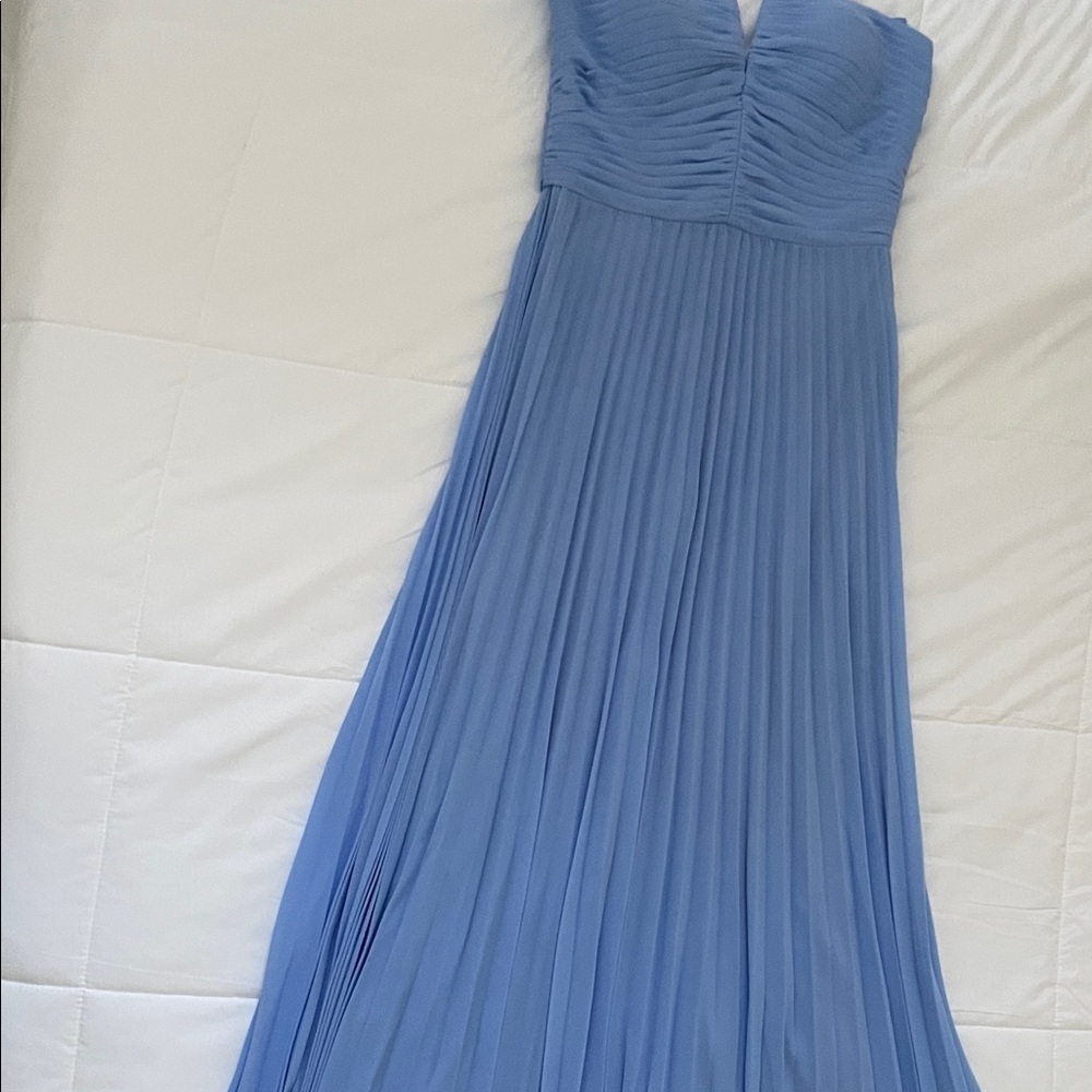 Aqua Formal Chic Almost Strapless Blue Evening Gown Worn Once.